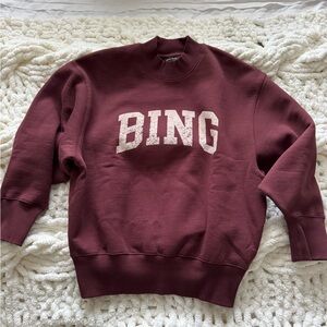 Anine Bing Maroon Ribbed Crewneck